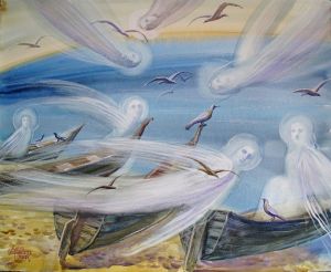 Graphics, Watercolor  - ANGELS OF FISHING BOATS