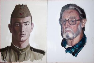 Painting, Portrait - Frontovik-Vladimir-Sergeevich-Bushin