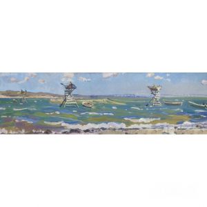 Painting, Seascape - Fishing towers. Kerch.