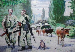 Painting, Battle genre - Leto-v-Abhazii
