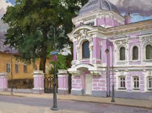 Painting, City landscape - The mansion on Pyatnitskaya