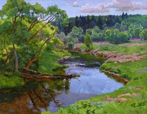 Painting, Landscape - Bang of the river