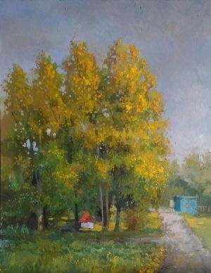 Painting, Landscape - Osen-v-derevne-Solmanovo