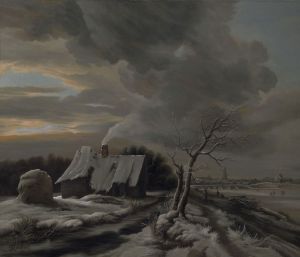 Painting, Seascape -  Jacob (Salomonsz) van Ruysdael. A Winter Landscape With a View Of The River Amstel And Amsterdam In The Distance