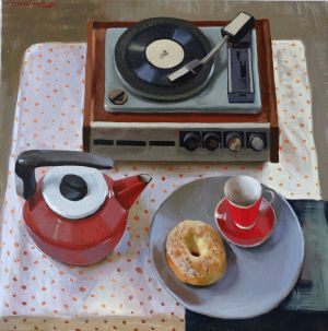 Painting, Realism - Musical breakfast