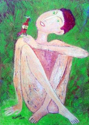 Painting, Nude (nudity) - .RED BIRD