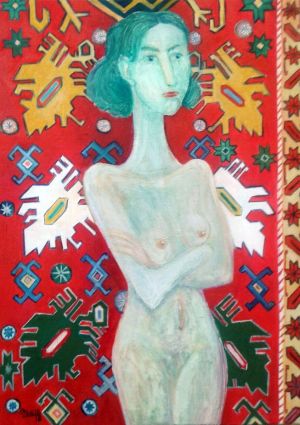 Painting, Nude (nudity) - Carpet and girl 