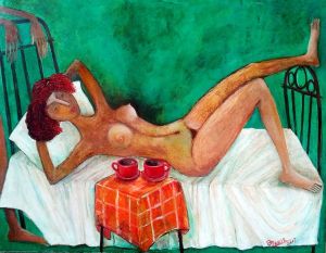 Painting, Surrealism - .Morning coffee 2. 