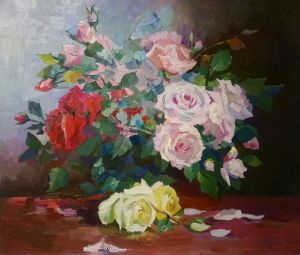 Painting, Still life - Bouquet of roses