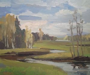Painting, Landscape - Spring. River