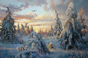 Painting, Landscape - Zakaldovan-nevidimkoy-dremlet-les-pod-skazku-sna