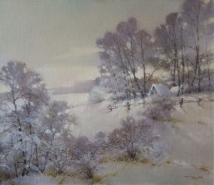 Painting, Impressionism - Winter evening