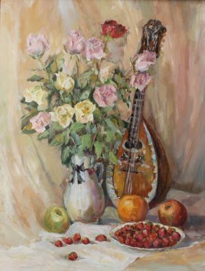 Painting, Realism - Natyurmort-s-mandolinoy