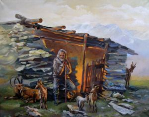 Painting, Plot-themed genre - Pereval-Karatyurek-Gornyy-Altay