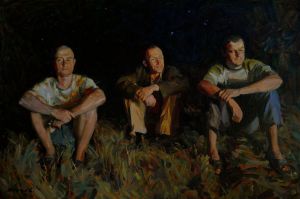 Painting, Genre painting - The Kents. By the fire.