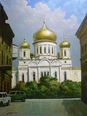 Painting, City landscape - Hram-Dimitriya-Rostovskogo