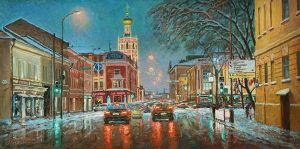 Painting, City landscape - Inviting lights on Petrovka