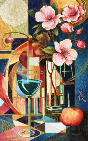 Painting, Still life - Flowers and geometry