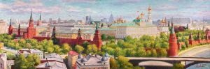 Painting, City landscape - Panorama of the Moscow Kremlin