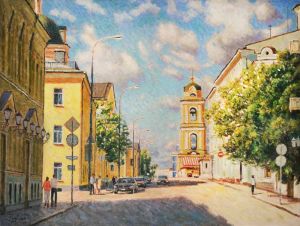 Painting, City landscape - The bright sun of may