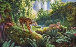 Painting, Animalistics - Tiger&#039;s Paradise