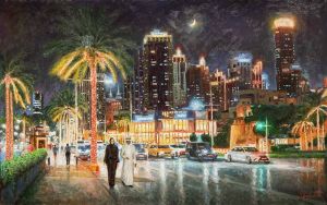Painting, City landscape - Dubai is the pearl of the East