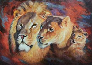 Painting, Animalistics - The Lion Family