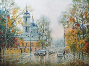Painting, Impressionism - Through the rain