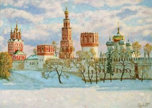Painting, City landscape - The freshness of a frosty morning