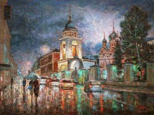 Painting, City landscape - In a night filled with thunder...