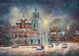 Painting, City landscape - Hello, Zimushka-winter!
