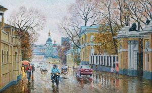 Painting, City landscape - I love autumn Moscow