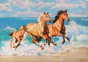 Painting, Animalistics - Horses fly with inspiration...