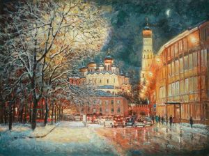 Painting, Impressionism - Outside of winter, in the evening light...