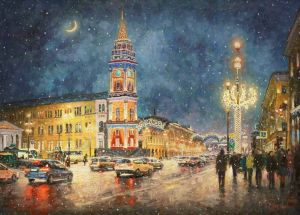 Painting, City landscape - New year&#039;s eve mood