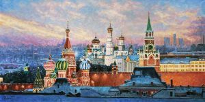 Painting, City landscape - The Moscow Kremlin is the heart of the capital