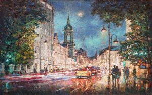 Painting, City landscape - A charming evening in Moscow