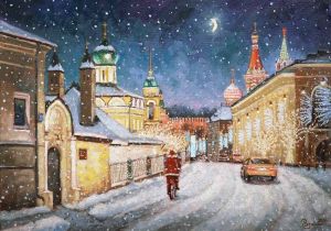 Painting, City landscape - A journey to Christmas