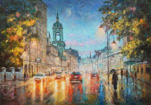 Painting, Impressionism - Breath of the night city