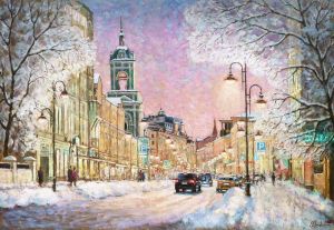 Painting, City landscape - Winter mood