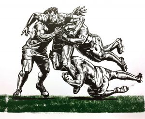 Graphics, Linocut -  Rugby