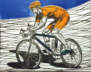 Graphics, Linocut - Cycling