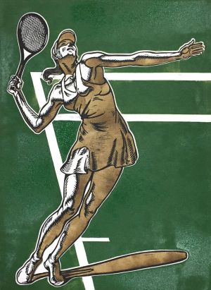 Graphics, Linocut - Tennis