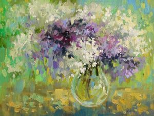 Painting, Still life - Bouquet of lilac