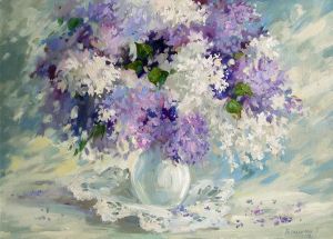 Painting, Still life - Lilac bouquet