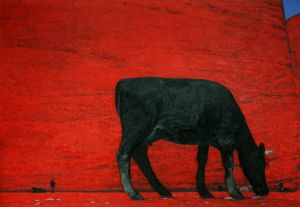 Painting, Realism - Seven bulls