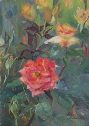 Painting, Still life - Roses in the garden