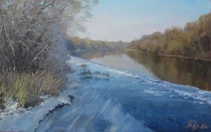 Painting, Landscape - the November ice