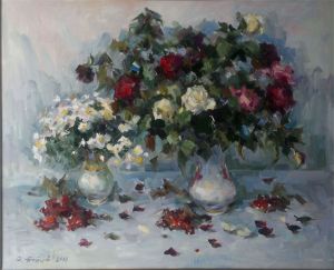 Painting, Still life - roses
