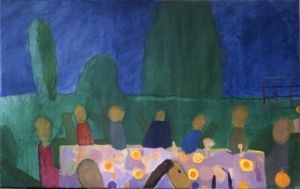 Painting, Expressionism - Nochnoy-piknik
